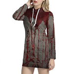 Bloody Metal Wall Print Hoodie Dress