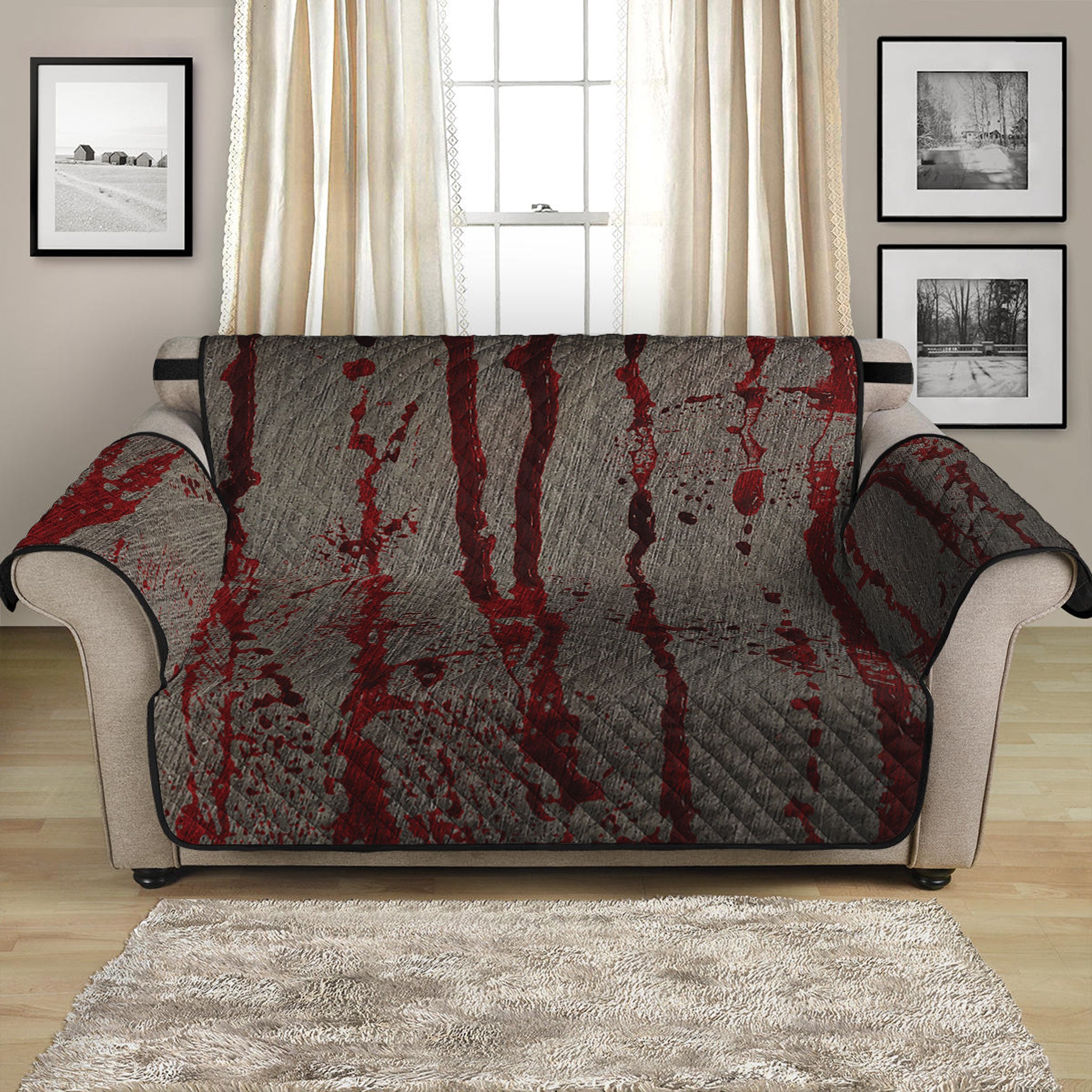 Bloody Metal Wall Print Loveseat Protector