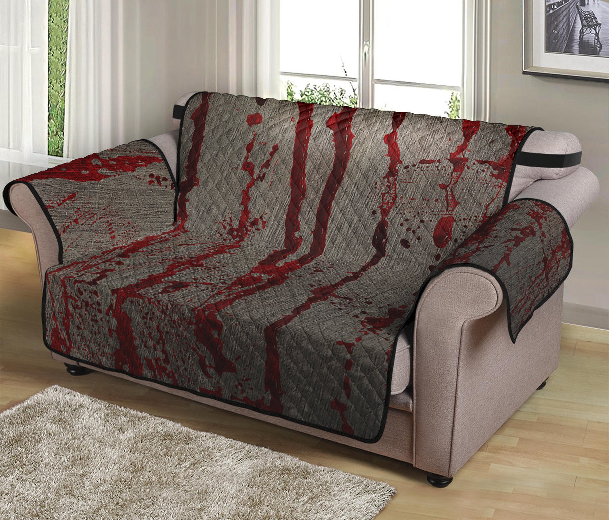 Bloody Metal Wall Print Loveseat Protector