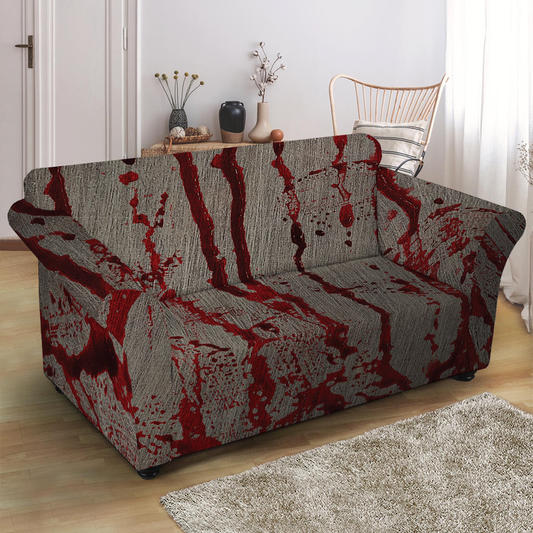 Bloody Metal Wall Print Loveseat Slipcover