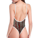 Bloody Metal Wall Print One Piece High Cut Swimsuit