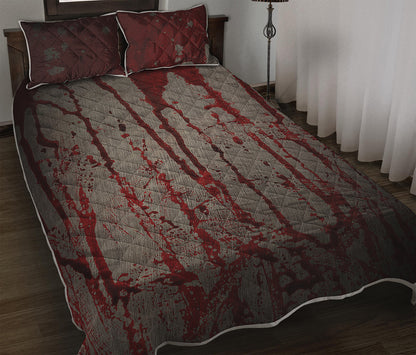 Bloody Metal Wall Print Quilt Bed Set
