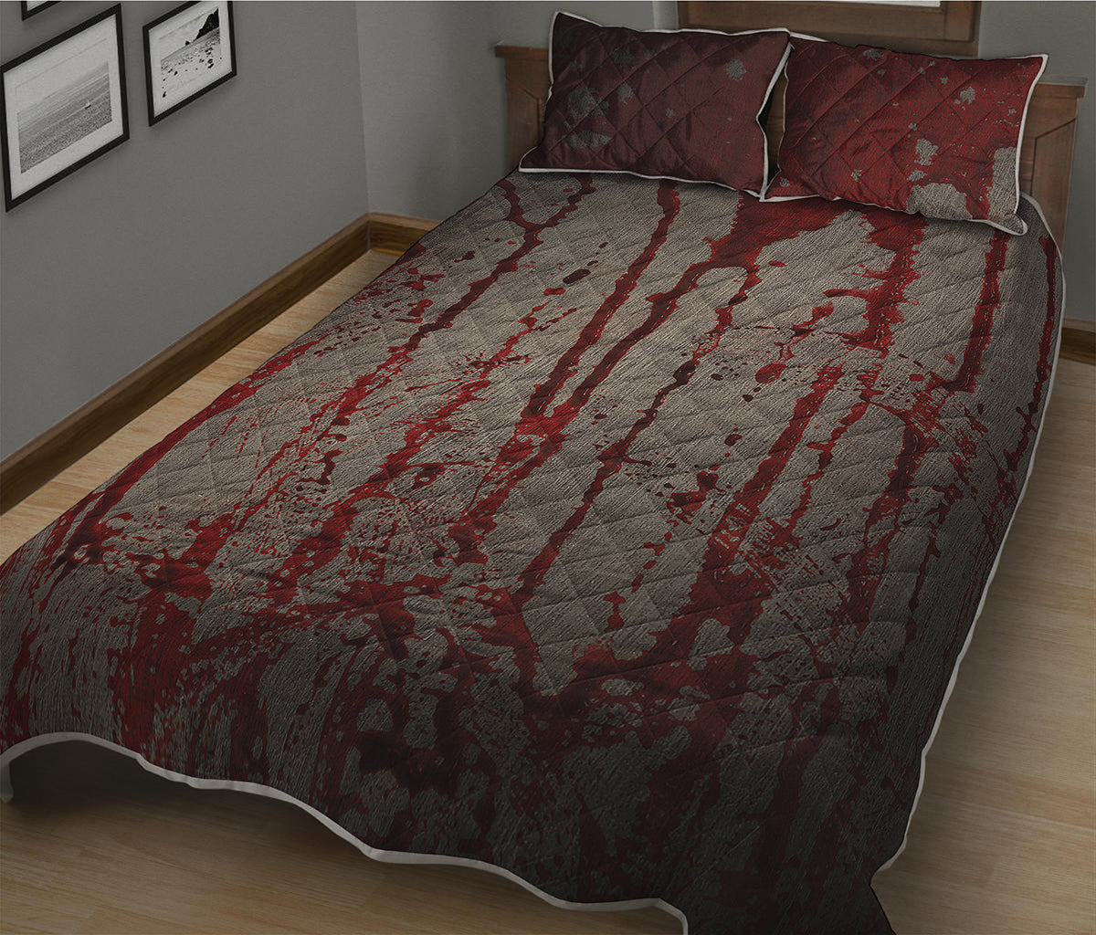 Bloody Metal Wall Print Quilt Bed Set