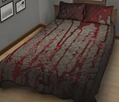 Bloody Metal Wall Print Quilt Bed Set