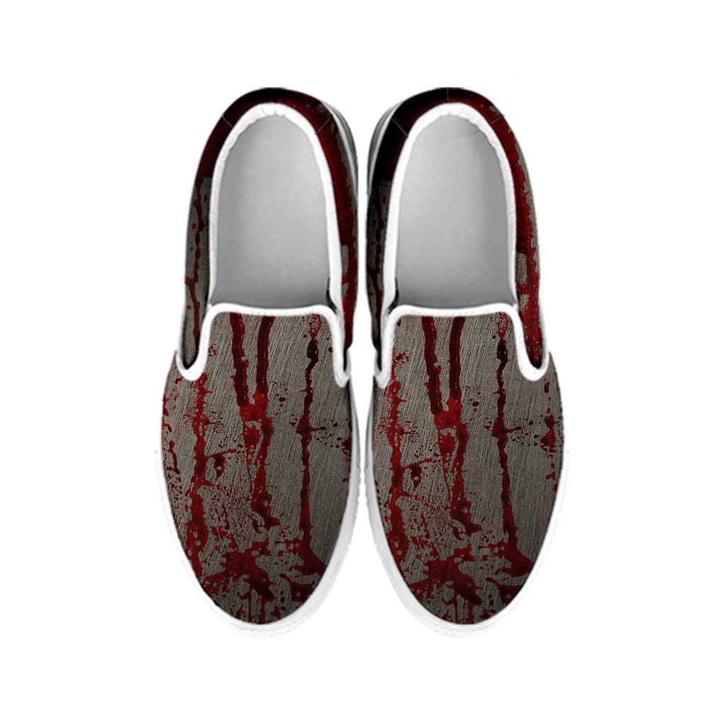 Bloody Metal Wall Print White Slip On Shoes