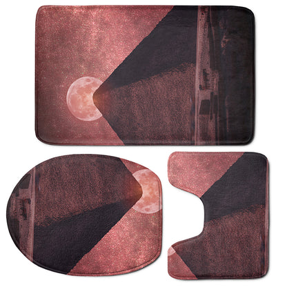 Bloody Moon Pyramid Print 3 Piece Bath Mat Set
