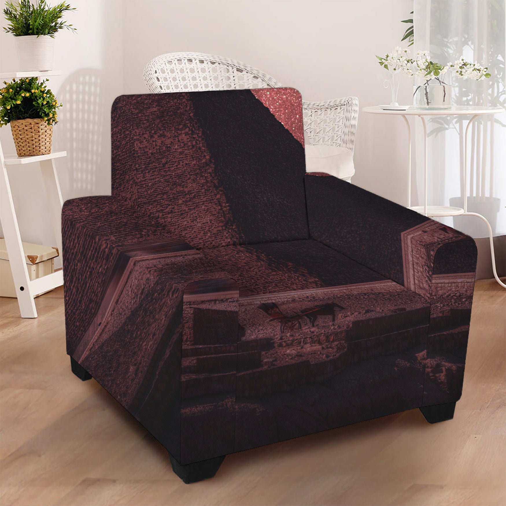 Bloody Moon Pyramid Print Armchair Slipcover