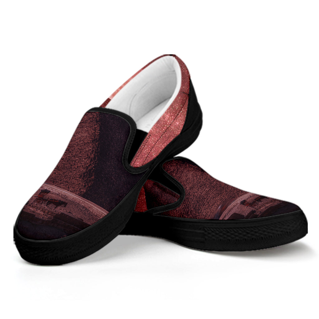 Bloody Moon Pyramid Print Black Slip On Shoes