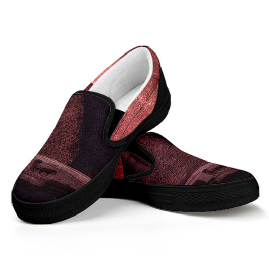 Bloody Moon Pyramid Print Black Slip On Shoes