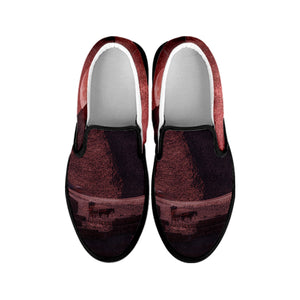 Bloody Moon Pyramid Print Black Slip On Shoes