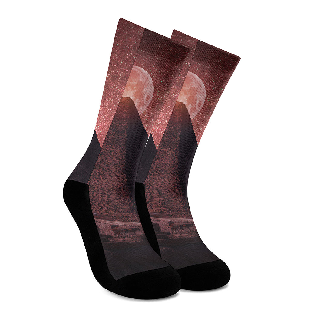 Bloody Moon Pyramid Print Crew Socks