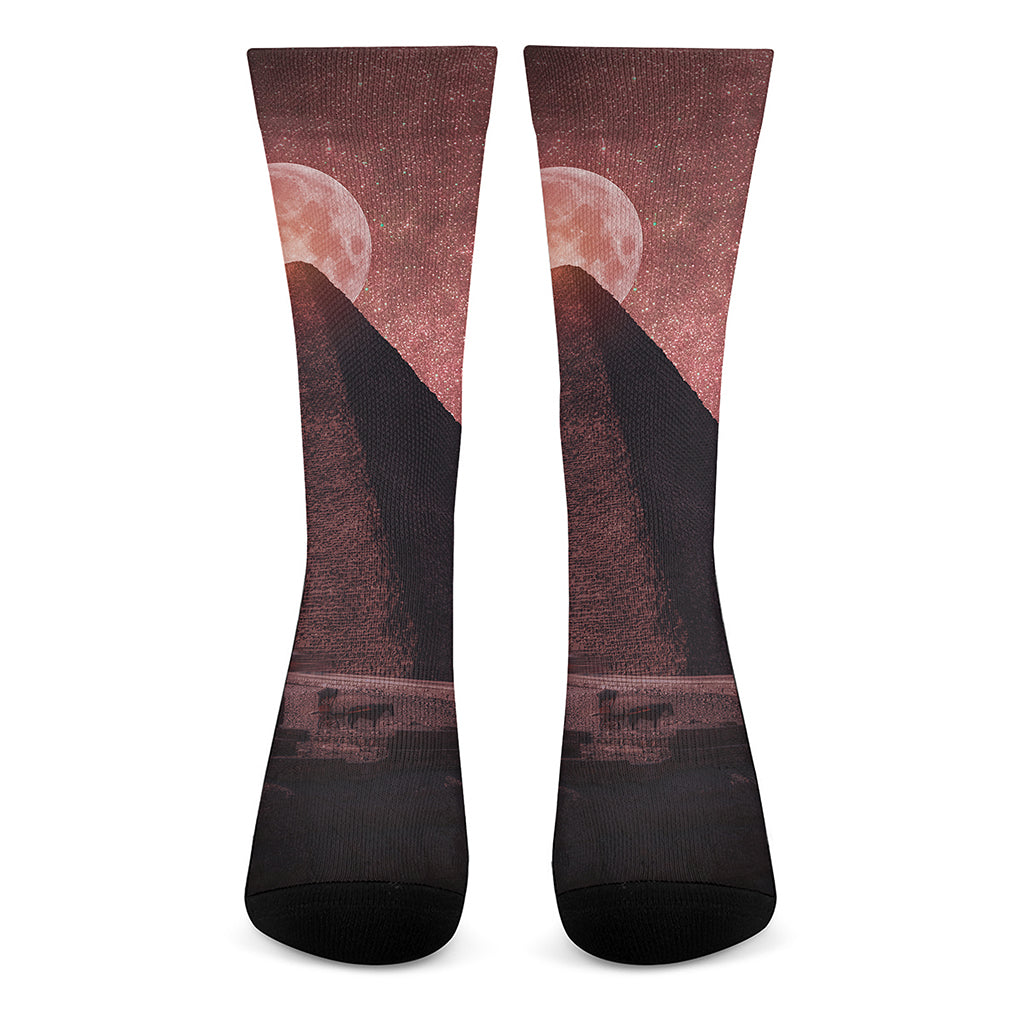 Bloody Moon Pyramid Print Crew Socks