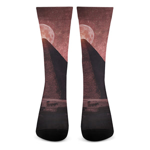 Bloody Moon Pyramid Print Crew Socks