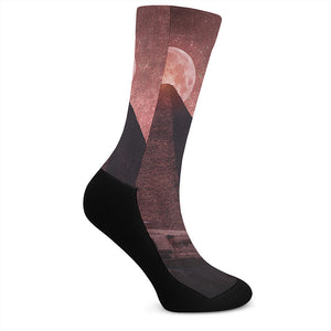 Bloody Moon Pyramid Print Crew Socks