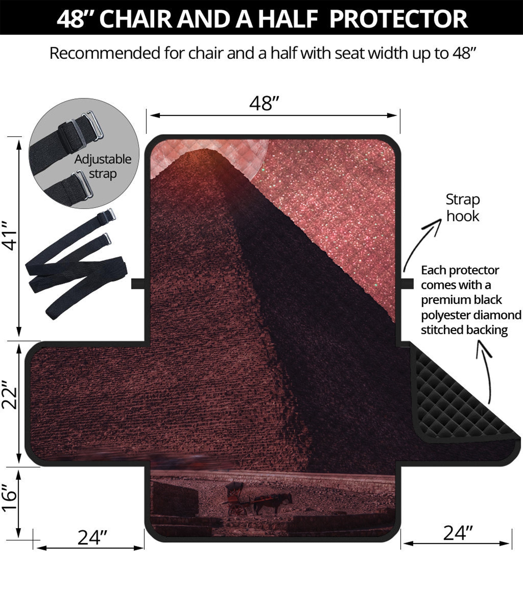 Bloody Moon Pyramid Print Half Sofa Protector