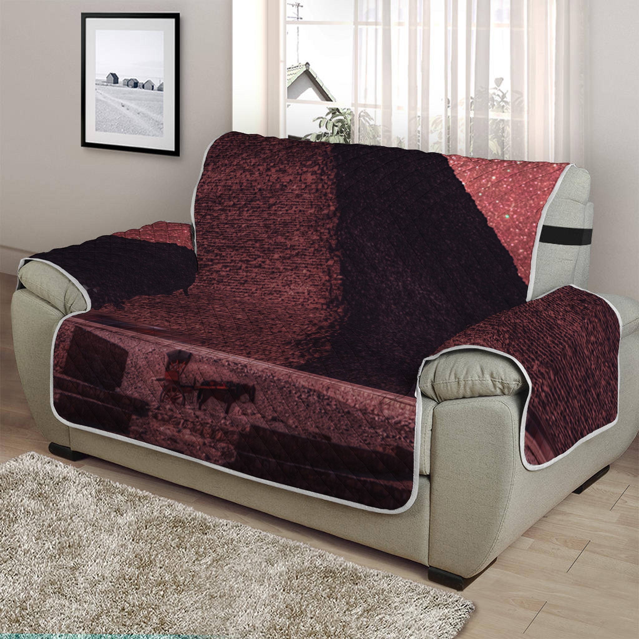 Bloody Moon Pyramid Print Half Sofa Protector