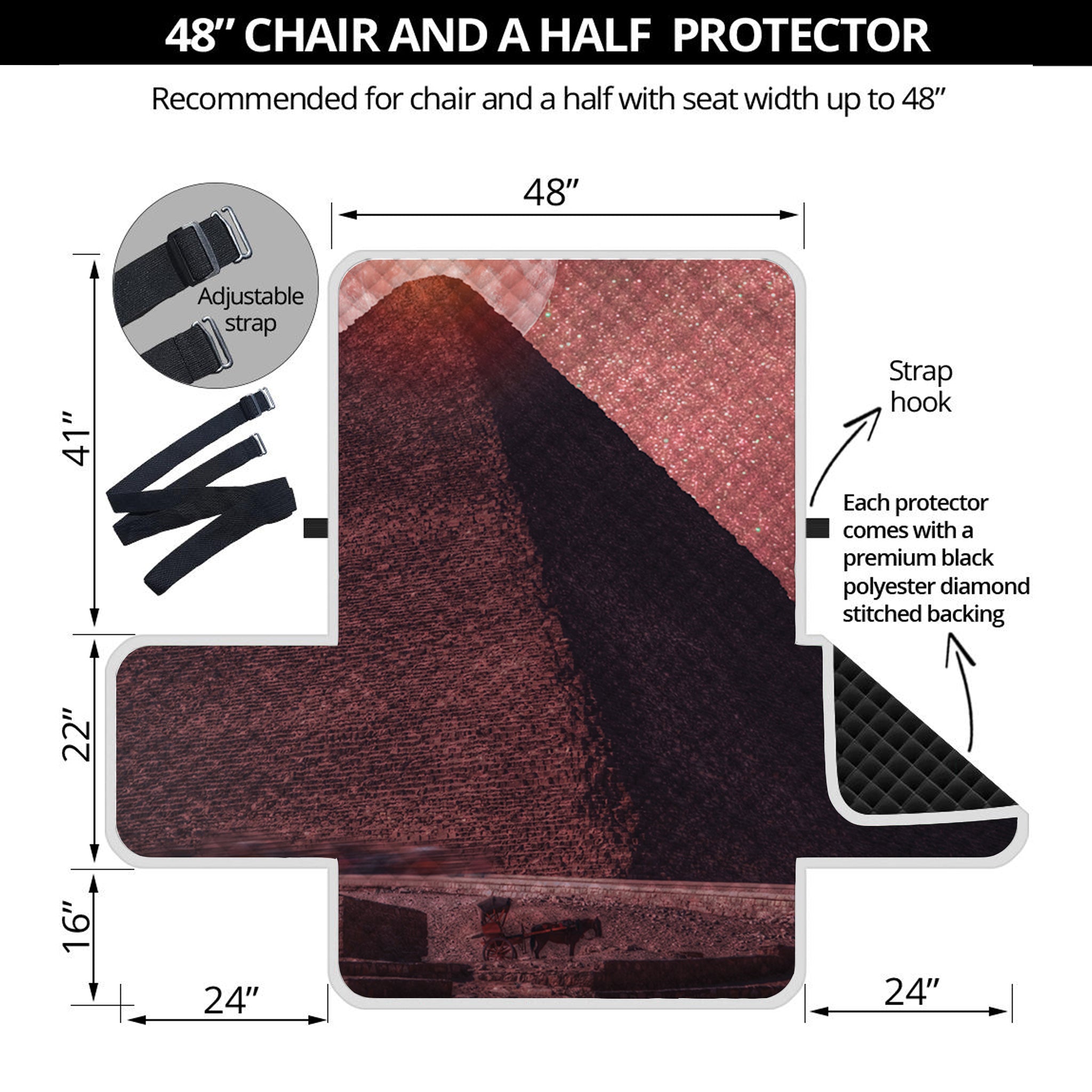 Bloody Moon Pyramid Print Half Sofa Protector