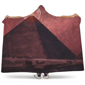 Bloody Moon Pyramid Print Hooded Blanket