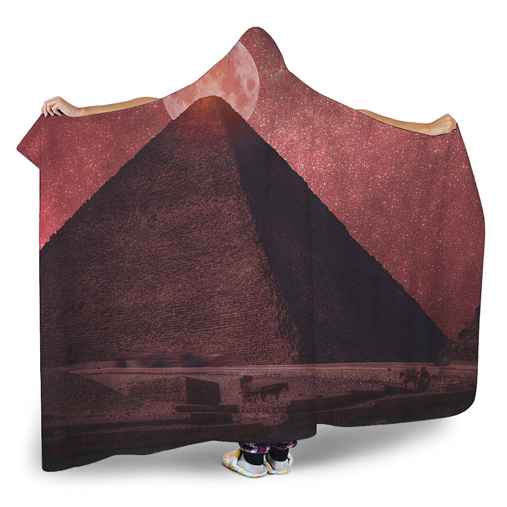 Bloody Moon Pyramid Print Hooded Blanket