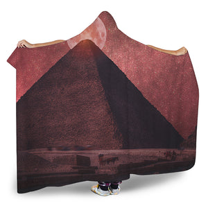 Bloody Moon Pyramid Print Hooded Blanket