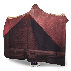 Bloody Moon Pyramid Print Hooded Blanket