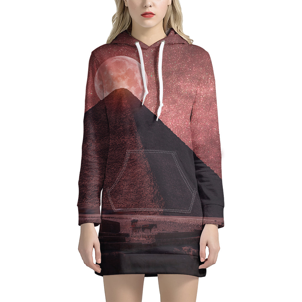 Bloody Moon Pyramid Print Hoodie Dress