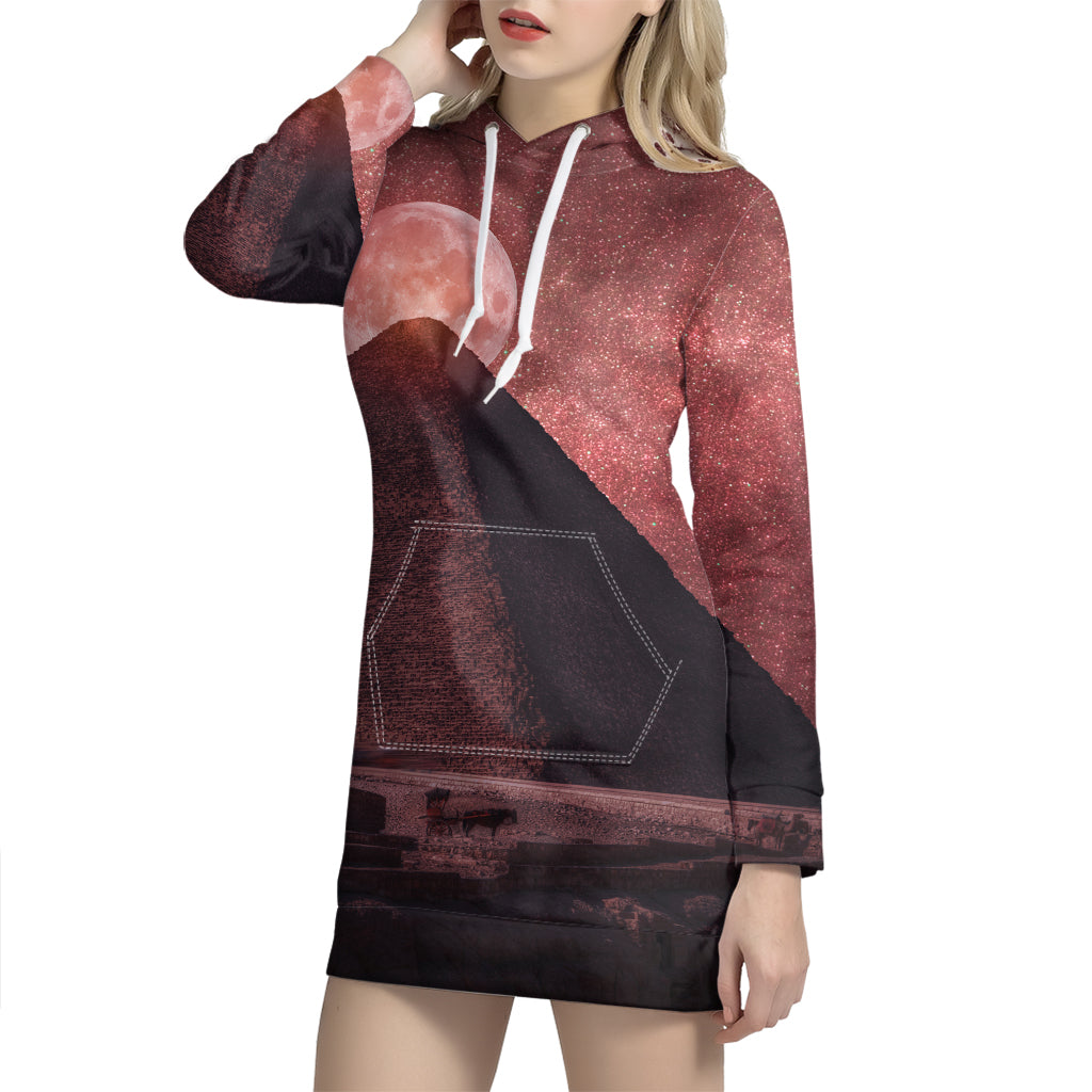 Bloody Moon Pyramid Print Hoodie Dress