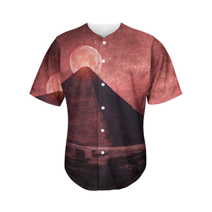 Bloody Moon Pyramid Print Men's Baseball Jersey