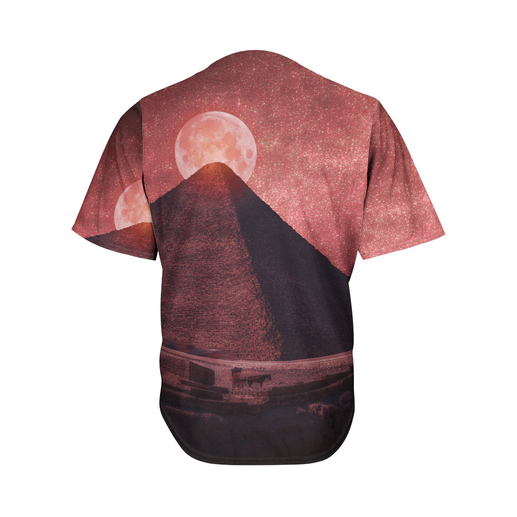 Bloody Moon Pyramid Print Men's Baseball Jersey