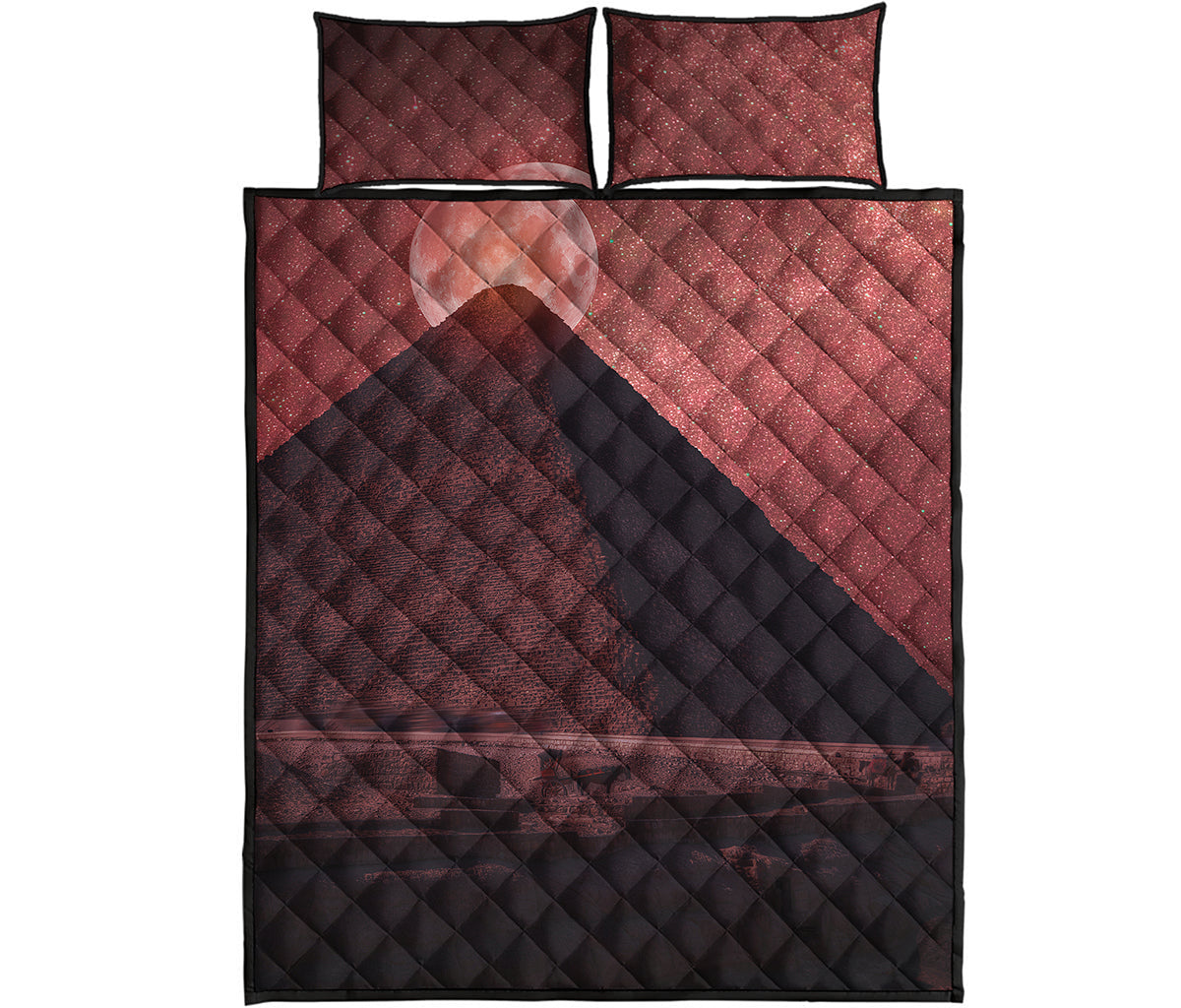 Bloody Moon Pyramid Print Quilt Bed Set