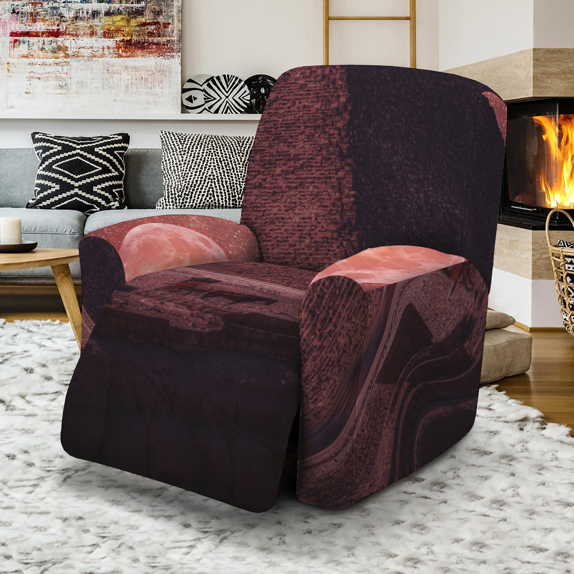 Bloody Moon Pyramid Print Recliner Slipcover