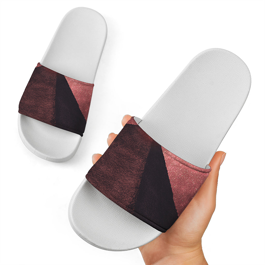 Bloody Moon Pyramid Print White Slide Sandals