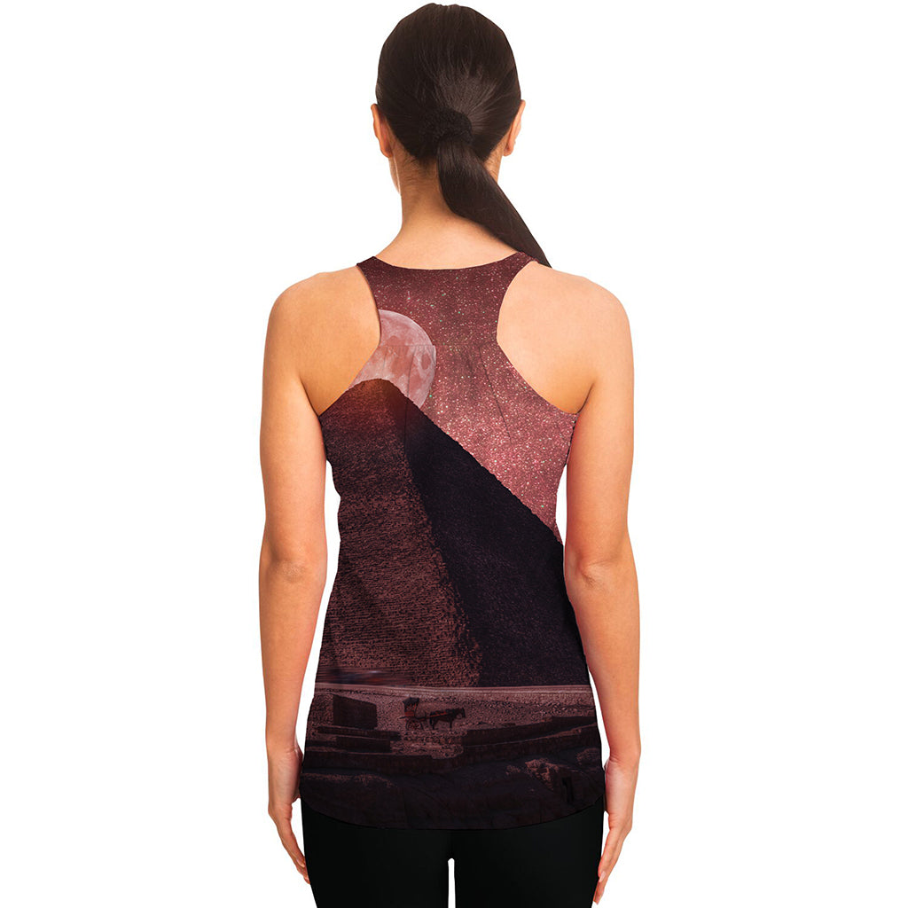 Bloody Moon Pyramid Print Women's Racerback Tank Top