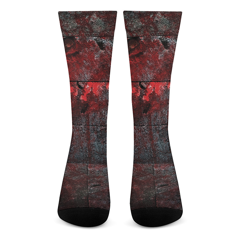 Bloody Room Print Crew Socks