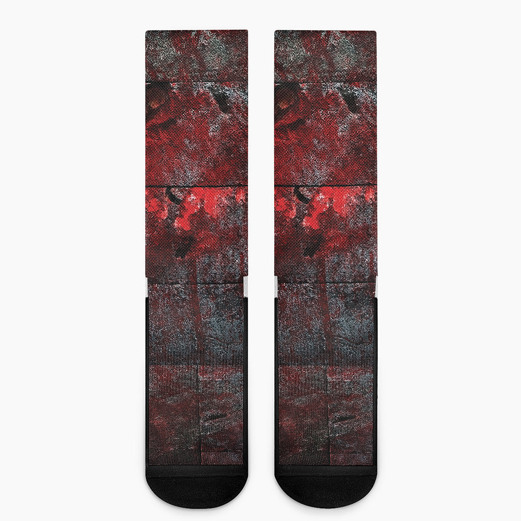 Bloody Room Print Crew Socks