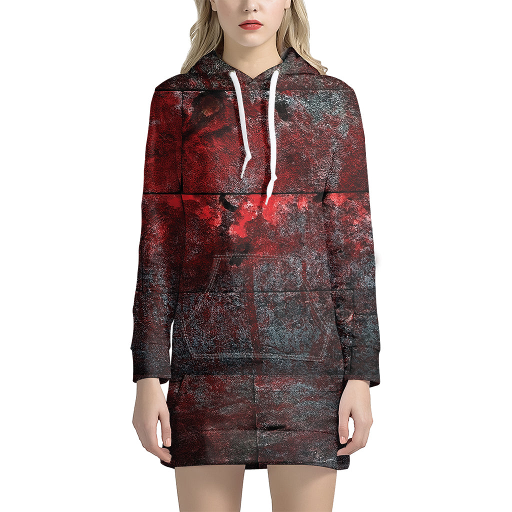 Bloody Room Print Hoodie Dress