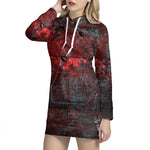 Bloody Room Print Hoodie Dress