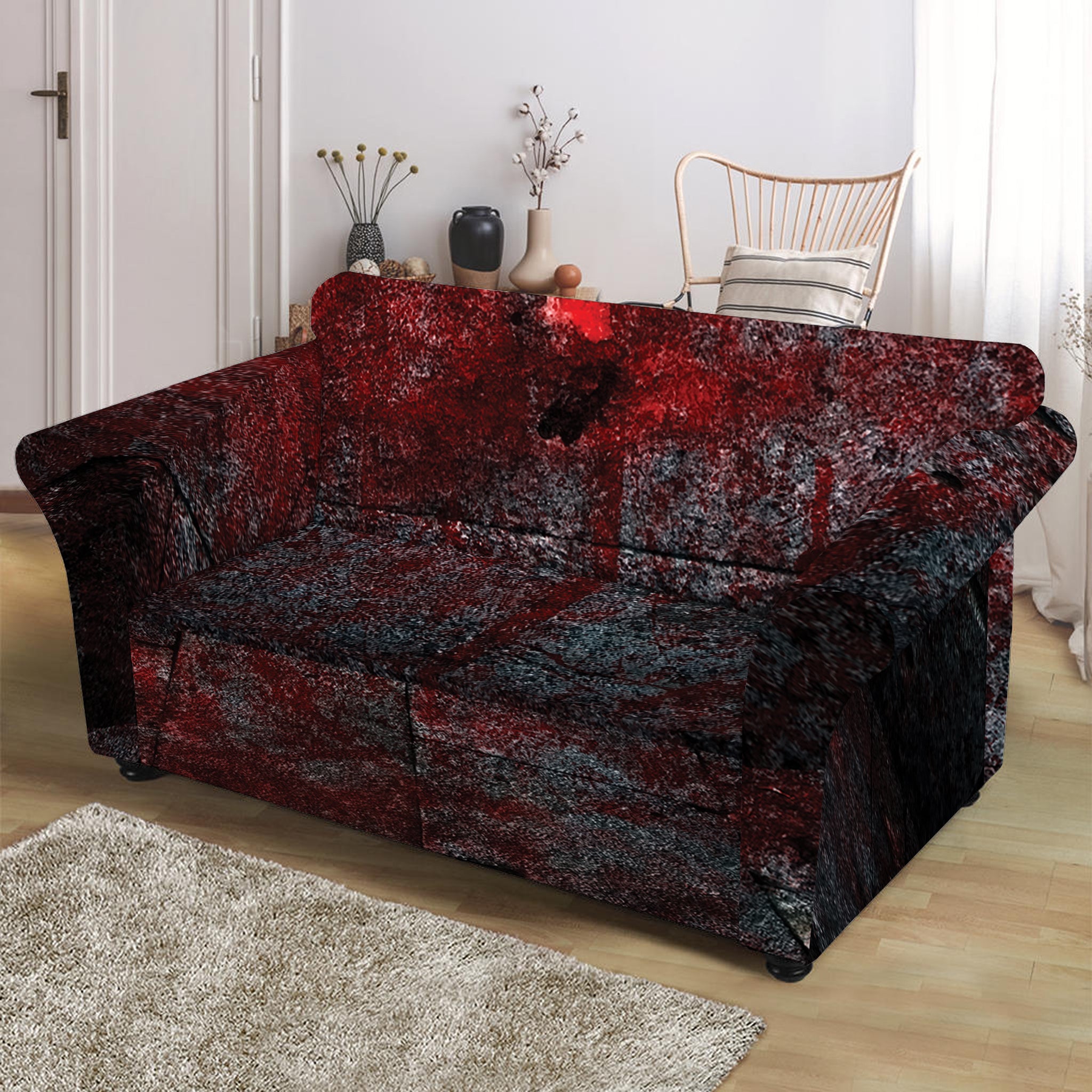 Bloody Room Print Loveseat Slipcover