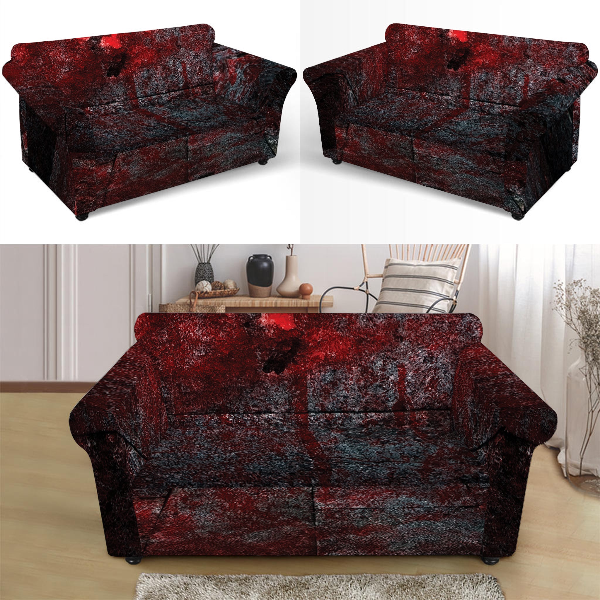 Bloody Room Print Loveseat Slipcover