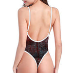 Bloody Room Print One Piece High Cut Swimsuit