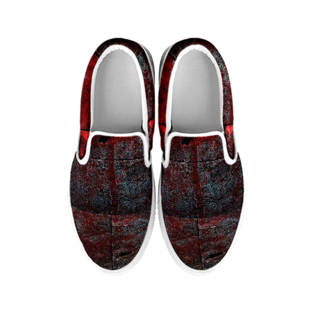 Bloody Room Print White Slip On Shoes