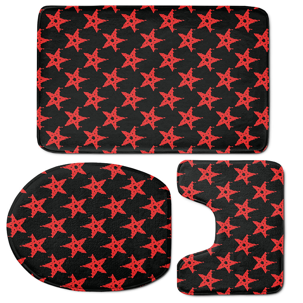 Bloody Satanic Pentagram Pattern Print 3 Piece Bath Mat Set