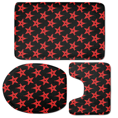 Bloody Satanic Pentagram Pattern Print 3 Piece Bath Mat Set