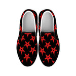 Bloody Satanic Pentagram Pattern Print Black Slip On Shoes