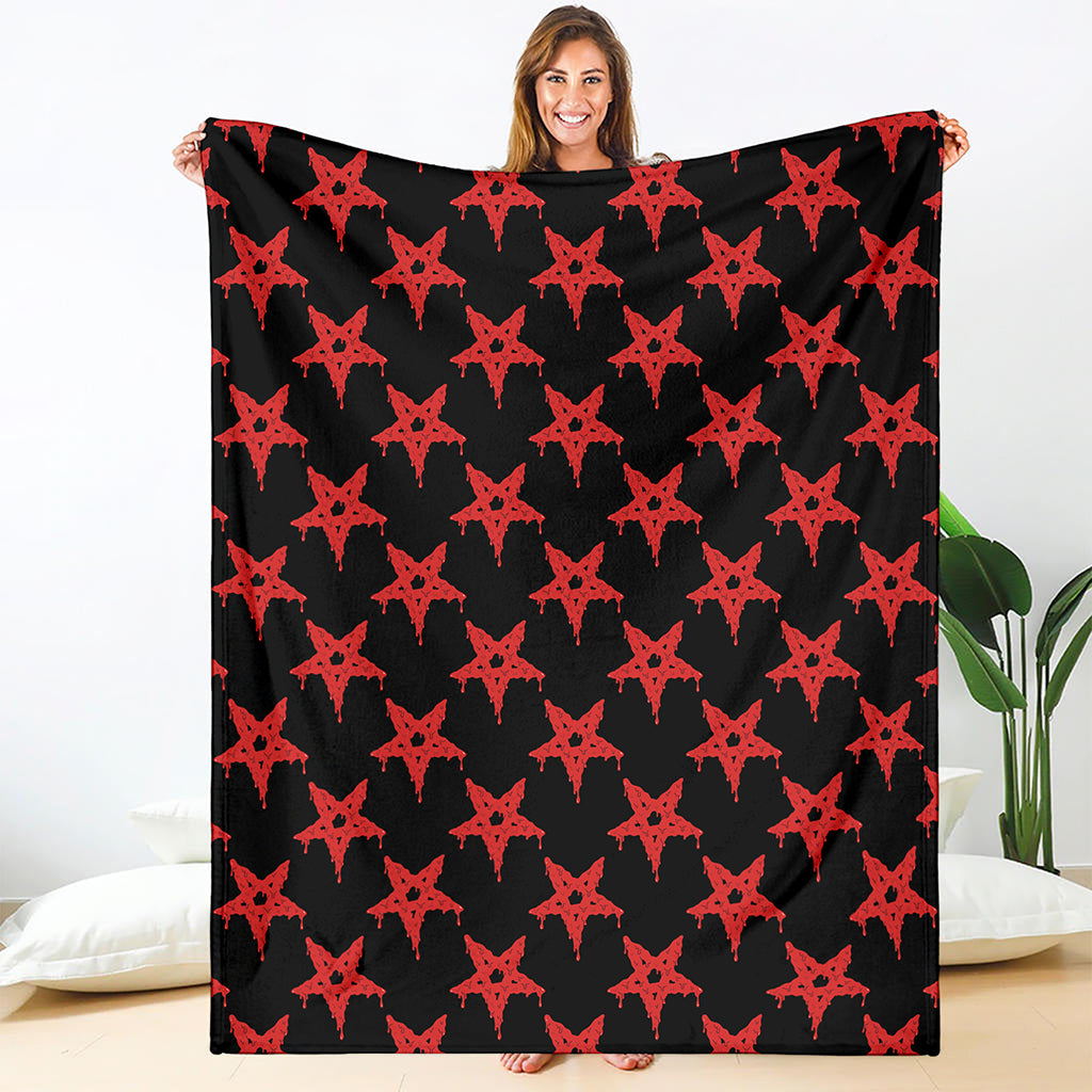 Bloody Satanic Pentagram Pattern Print Blanket