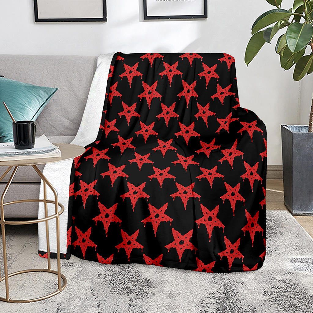Bloody Satanic Pentagram Pattern Print Blanket