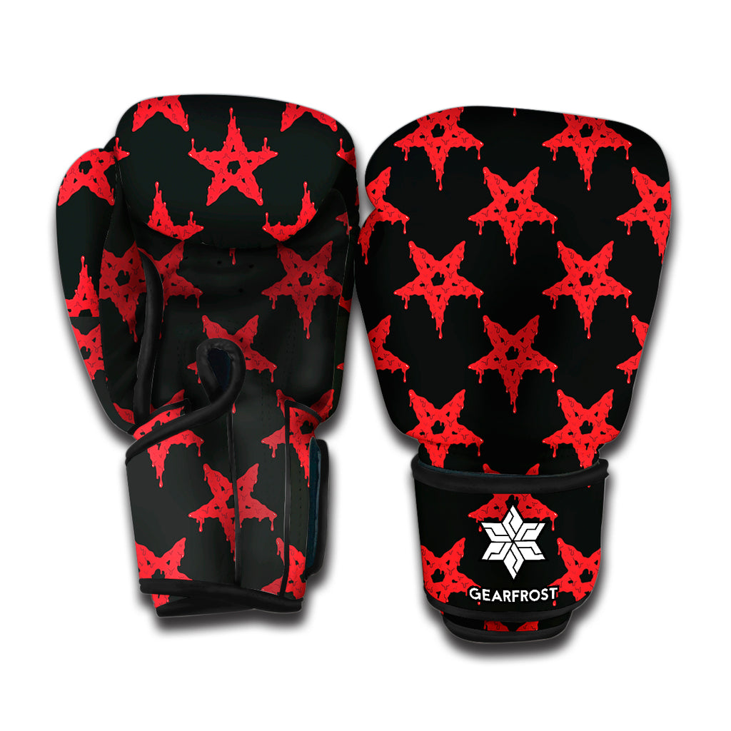 Bloody Satanic Pentagram Pattern Print Boxing Gloves