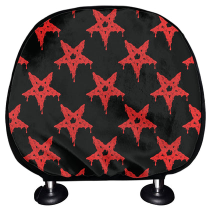 Bloody Satanic Pentagram Pattern Print Car Headrest Covers