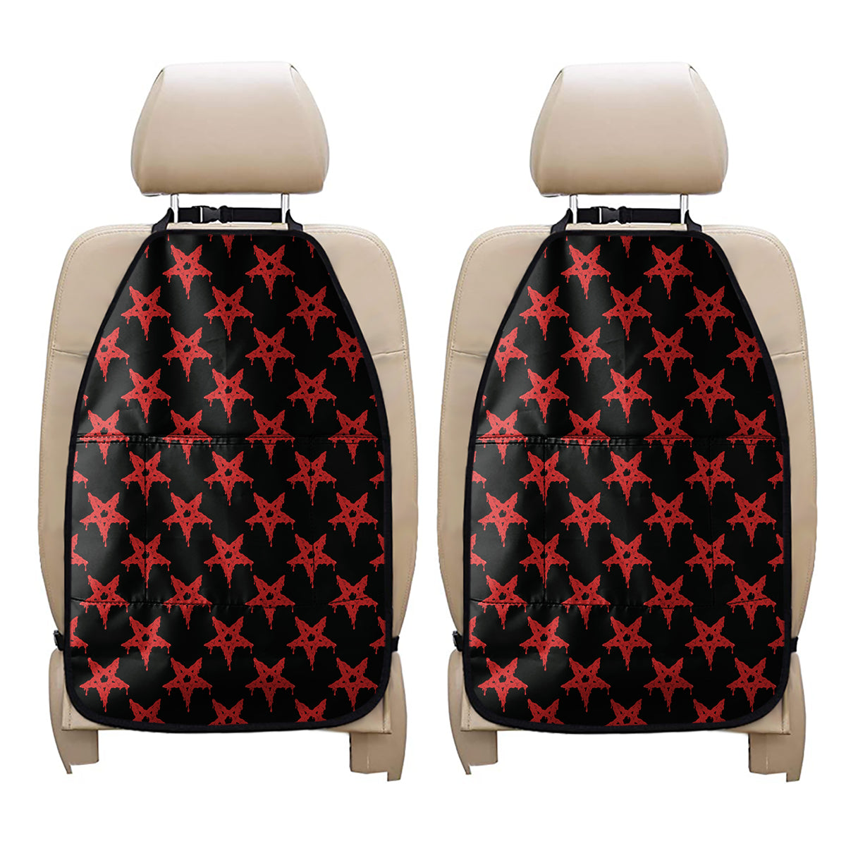 Bloody Satanic Pentagram Pattern Print Car Seat Organizers