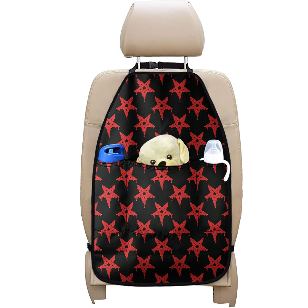 Bloody Satanic Pentagram Pattern Print Car Seat Organizers